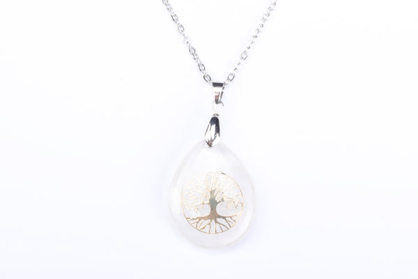 Clear Quartz Tree of Life Gemstone Necklace