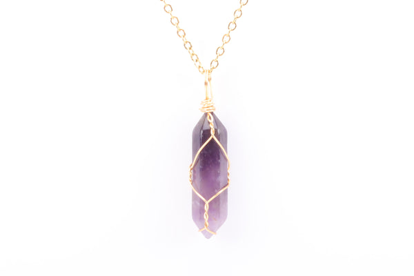 Wire Wrapped Amethyst Point Necklace
