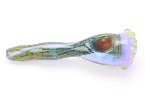 Magenta Striped Lizard Skin All Seeing Eye Hand Pipe