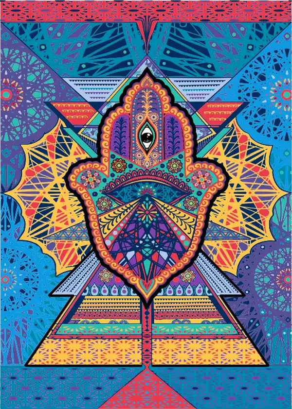 Geometric Hamsa 3D Tapestry