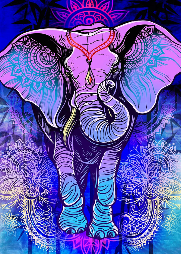 Mandala Elephant 3D Tapestry