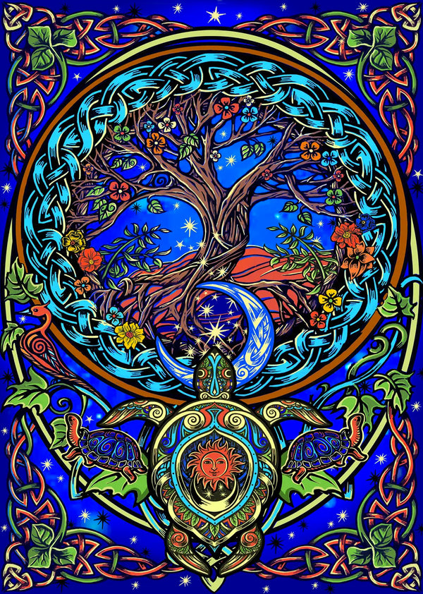 Turtle and the Tree of Life 3D Tapestry