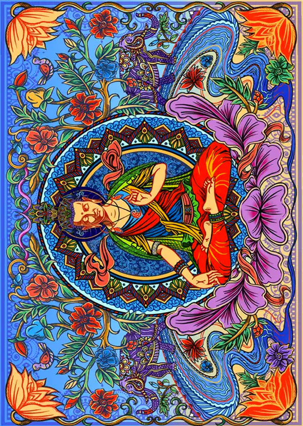 Buddha and Lotus  3D Tapestry
