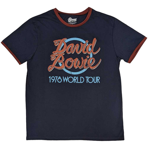 David Bowie Unisex Ringer T-Shirt: 1978 World Tour (Small)