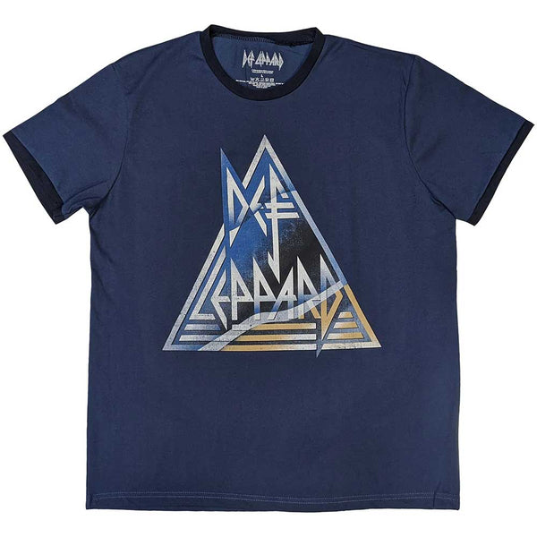 Def Leppard Unisex Ringer T-Shirt: Triangle Logo (Large)
