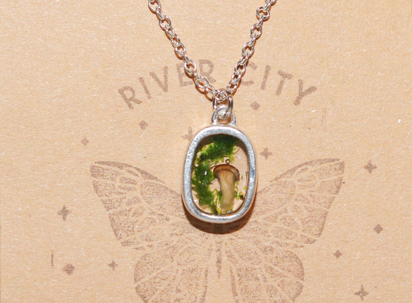 River City Oddities Preserved Moss and Mushroom Necklace