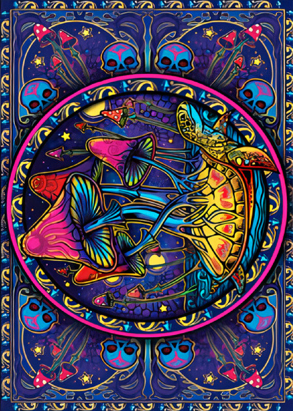 3D Mushrooms Tapestry