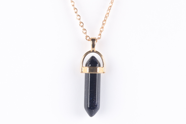 Blue Goldstone Point Necklace