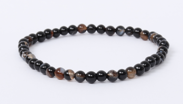 Black Stripe Agate Bracelet 4mm
