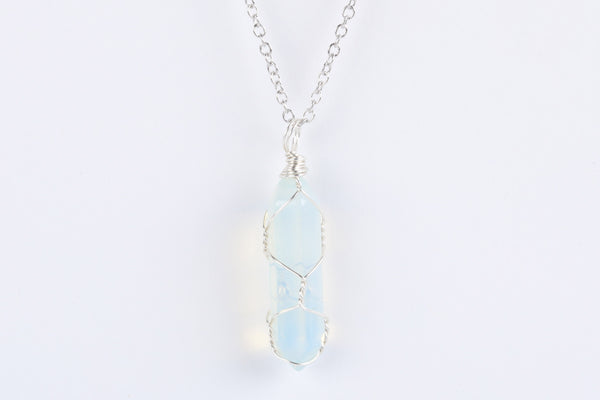 Wire Wrapped Opalite Point Necklace