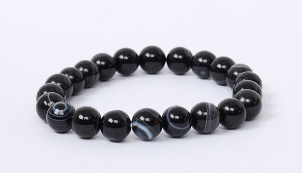 Black Stripe Agate Bracelet 8mm