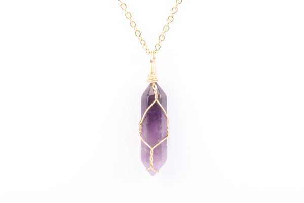 Wire Wrapped Amethyst Point Necklace