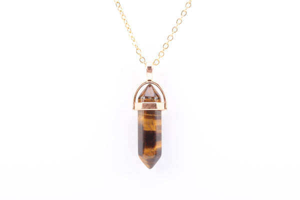 Yellow Tiger Eye Point Necklace