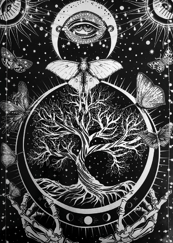 Black and White Tree of Life Tapestry