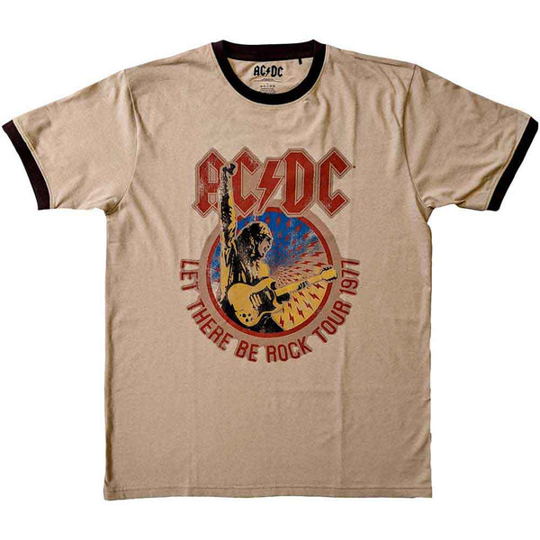 AC/DC Unisex Ringer T-Shirt: Let There Be Rock Tour '77 (X-Large)
