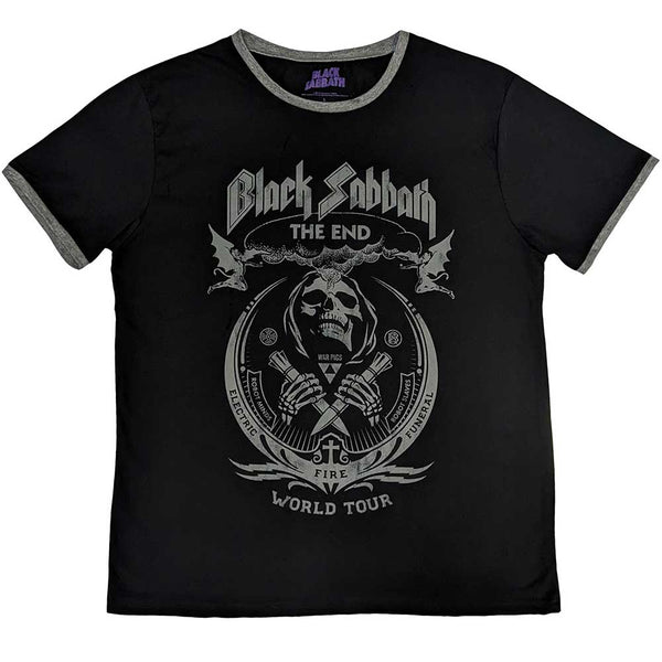 Black Sabbath Unisex Ringer T-Shirt: The End Mushroom Cloud (Large)