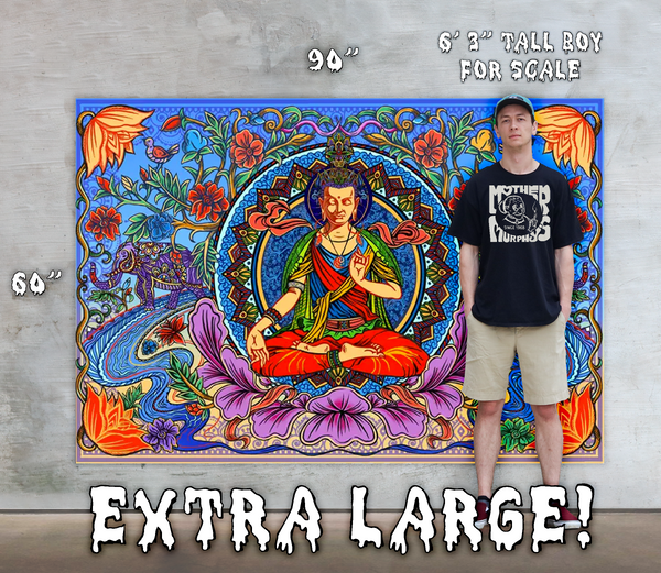 Buddha and Lotus  3D Tapestry