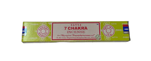 Satya 7 Chakra incense stick pack, 15g box with green and red label
