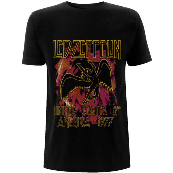 Led Zeppelin Unisex T-Shirt: Black Flames (X-Large)