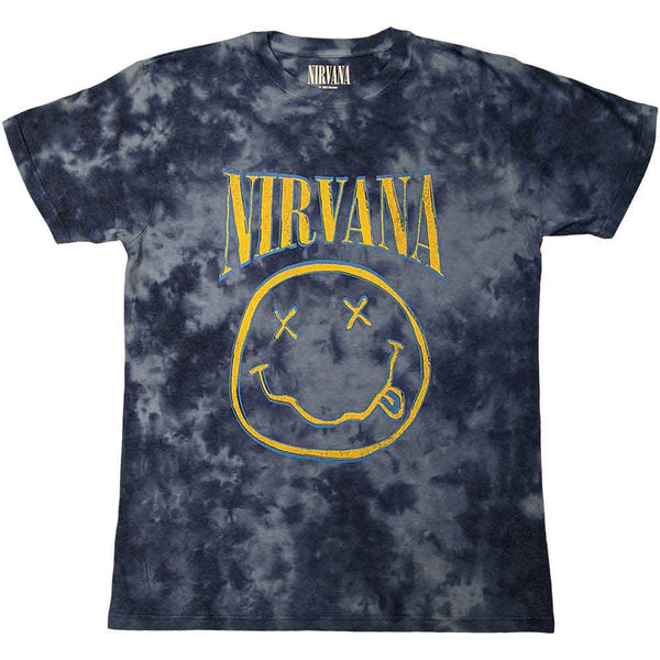 Nirvana Unisex T-Shirt: Happy Face Blue Stroke (XL)