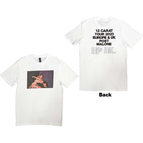 Post Malone Unisex T-Shirt: Burn It Down 2023 Tour Dates (Back Print & Ex-Tour) (Large)