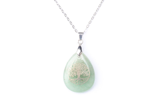 Green Aventurine Tree of Life Gemstone Necklace