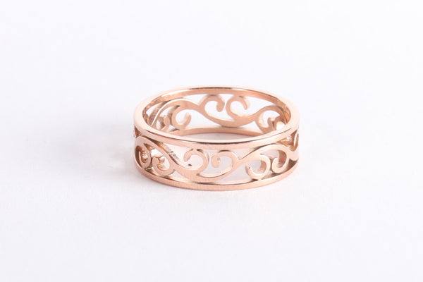 Banded Rose Gold Vines Ring