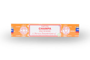 Champa Incense is a soothing blend of floral and earthy scents. This incense is a perfect meditative incense as it helps align your focus and energy without distraction. Its sweet aroma is a perfect calming scent that has been used in many other scents and blends of incense throughout the years.
