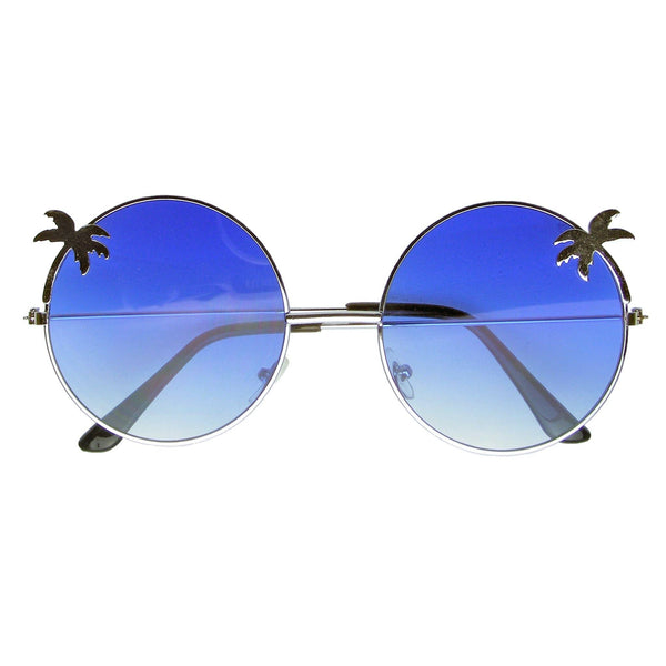 Indie Palm Tree Gradient Lens Round Hippie Sunglasses