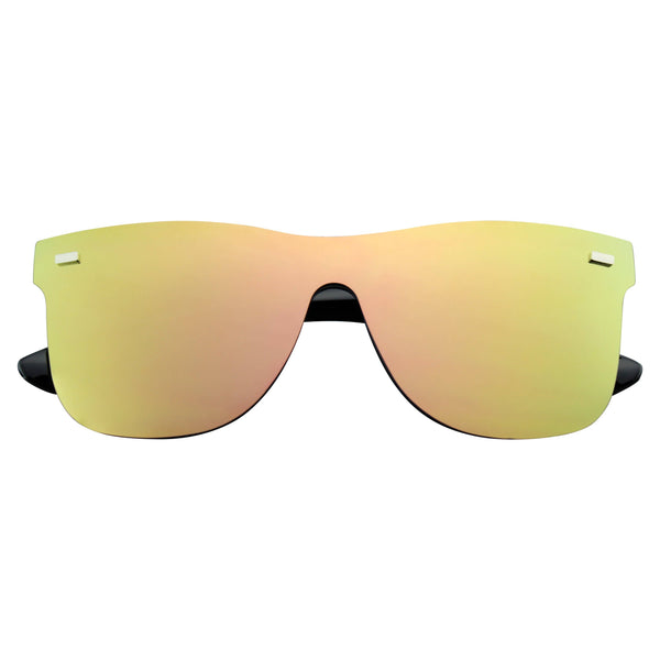 Modern Retro Horned Rim Flat Mirrored Lens Sunglasses