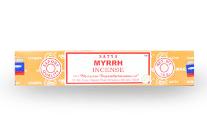 Myrrh incense is an exotic and aromatic blend that creates a warm, relaxing ambiance. Made from natural resin, it has a sweet, earthy fragrance that is believed to soothe the mind and purify the air. Light up a stick of myrrh incense for a peaceful and rejuvenating experience.