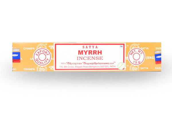 Myrrh incense is an exotic and aromatic blend that creates a warm, relaxing ambiance. Made from natural resin, it has a sweet, earthy fragrance that is believed to soothe the mind and purify the air. Light up a stick of myrrh incense for a peaceful and rejuvenating experience.